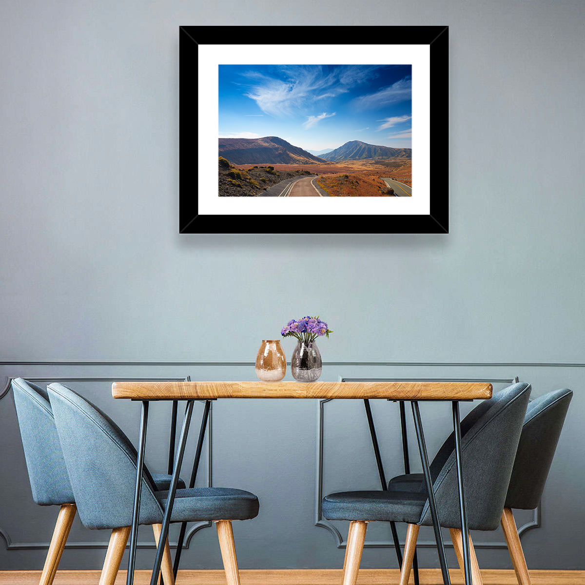Mount Aso Winding Road Wall Art in a room, landscape