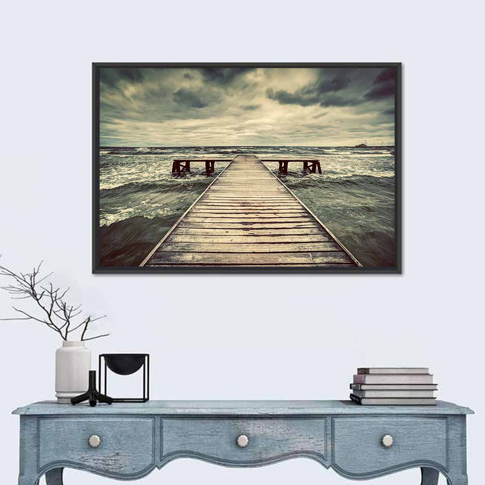 Old Wooden Jetty Wall Art in a room, landscape