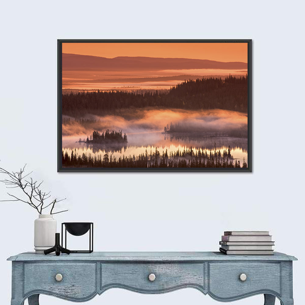 Lapland Sunrise Over Misty Lake Wall Art