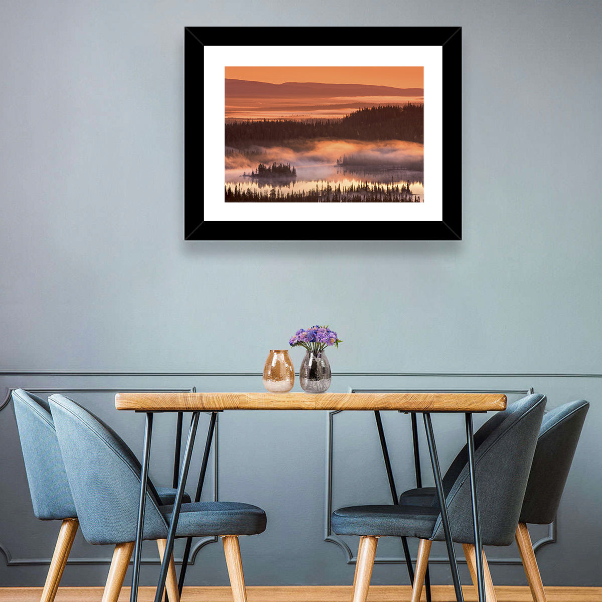 Lapland Sunrise Over Misty Lake Wall Art