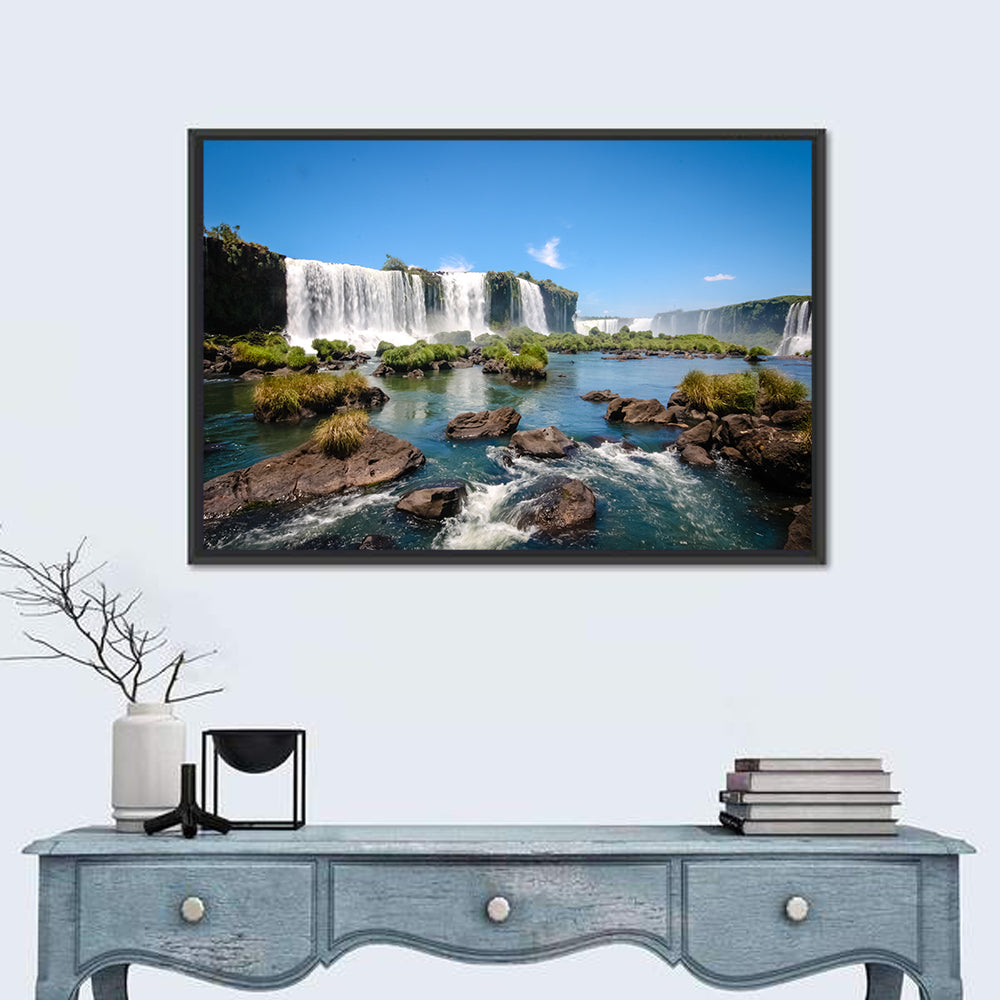 Iguazu River and Falls, Foz Do Iguaçu Wall Art in a room, landscape