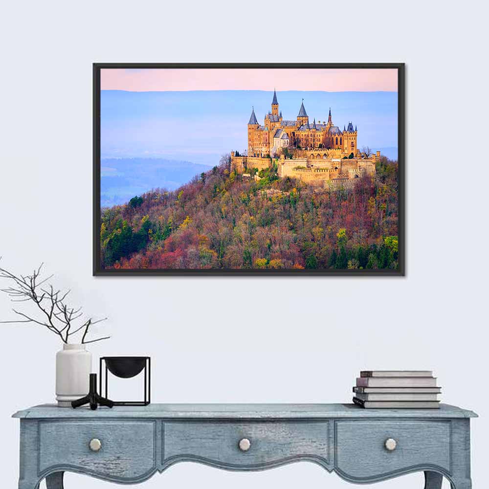 Hohenzollern Castle at Sunset Wall Art in a room, landscape
