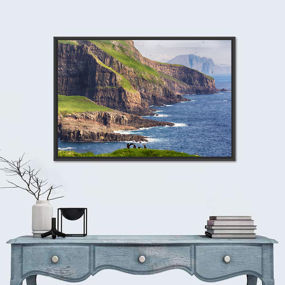 Mykines Cliffs, Faroe Islands Wall Art in a room, landscape