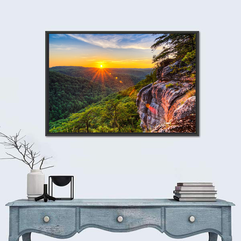 Big South Fork Gorge Sunset Wall Art in a room, landscape