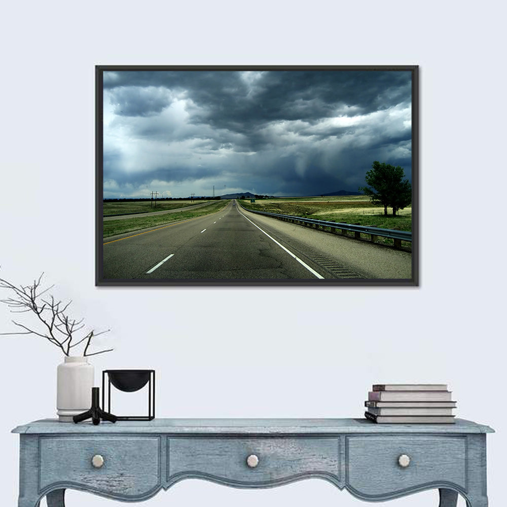 Stormy New Mexico Highway Wall Art in a room, landscape