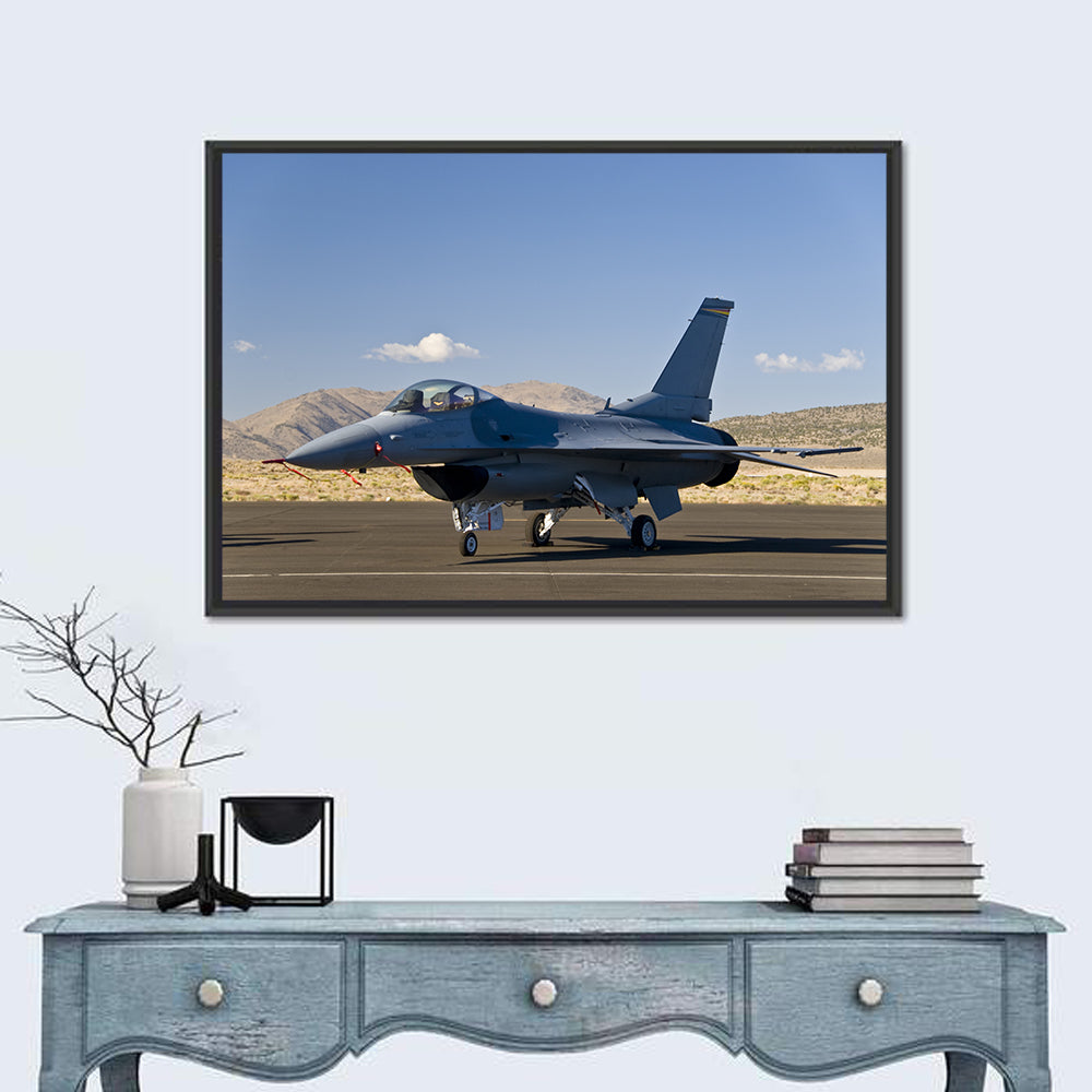 Fighter Jet Side Profile on Runway Wall Art