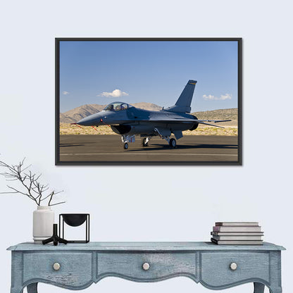 Fighter Jet Side Profile on Runway Wall Art
