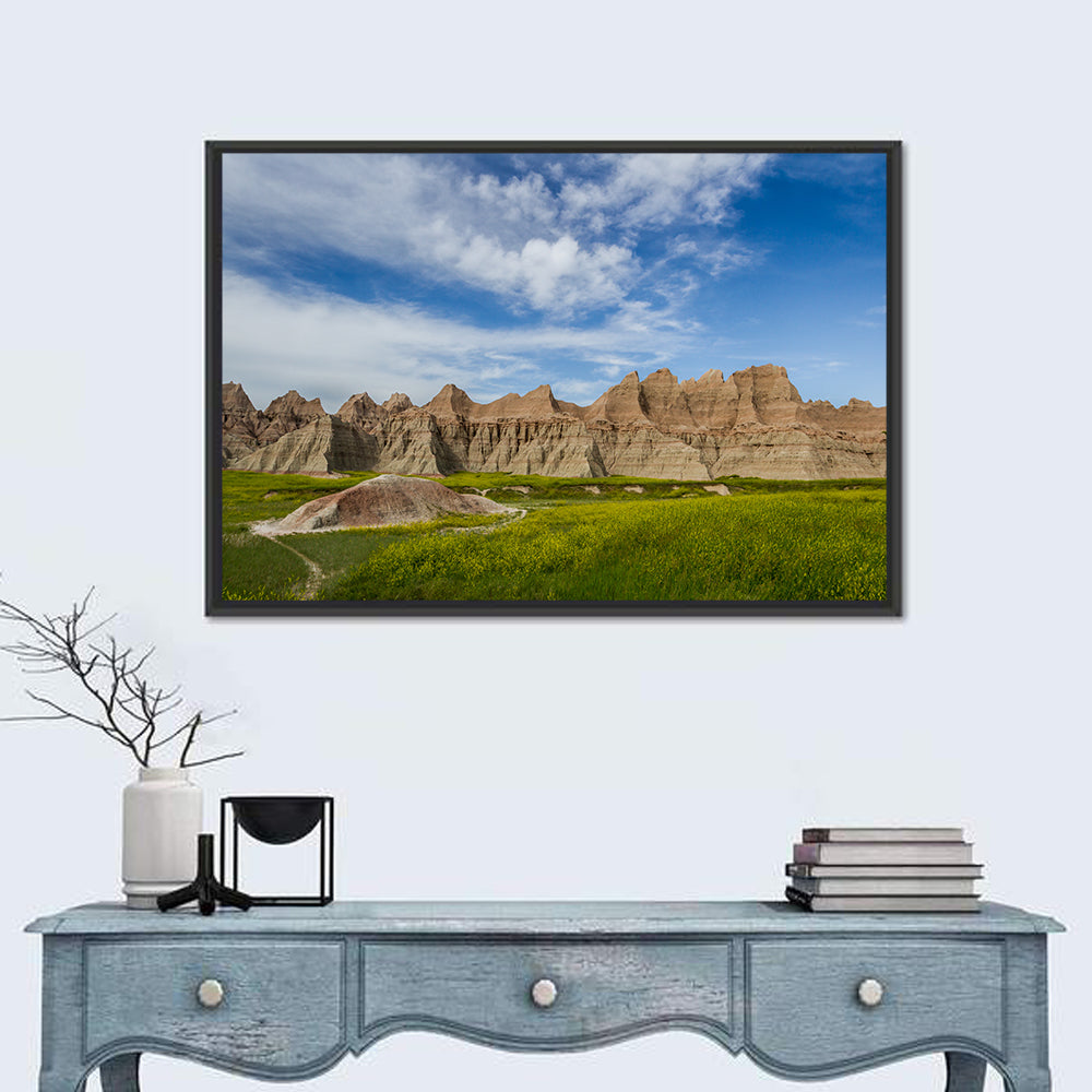 Badlands Meadow and Rock Formations Wall Art