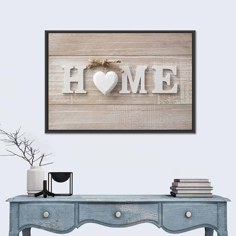 Home with Heart and Twine Wall Art