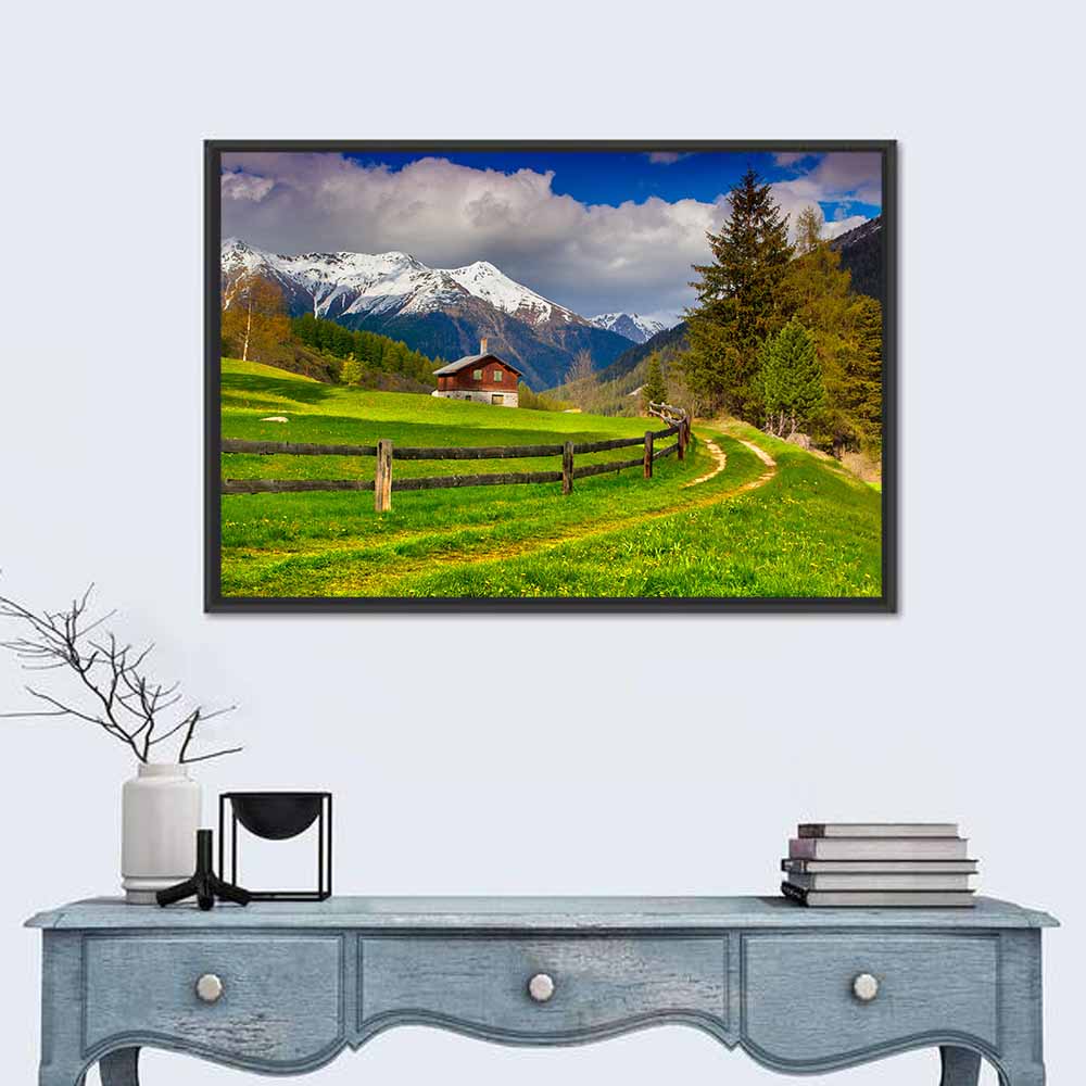 Alpine Meadow Cabin, Swiss Alps Wall Art