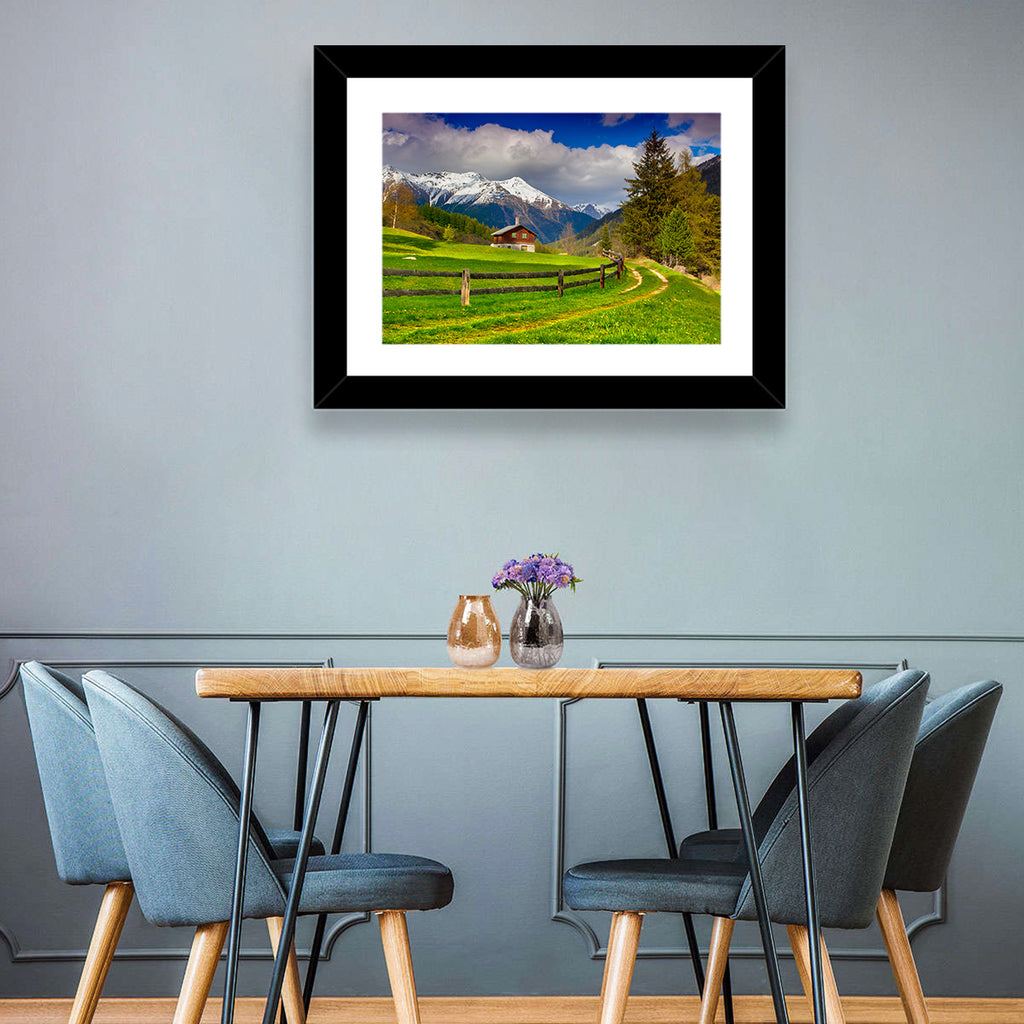 Alpine Meadow Cabin, Swiss Alps Wall Art