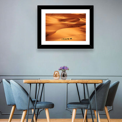 Desert Camel Caravan in Golden Dunes Wall Art
