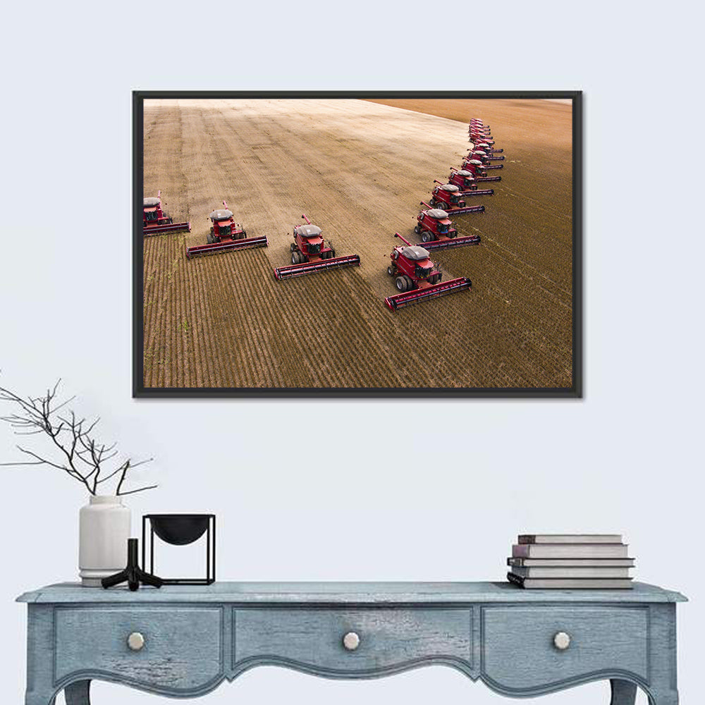 Aerial Soybean Harvest Wall Art in a room, landscape