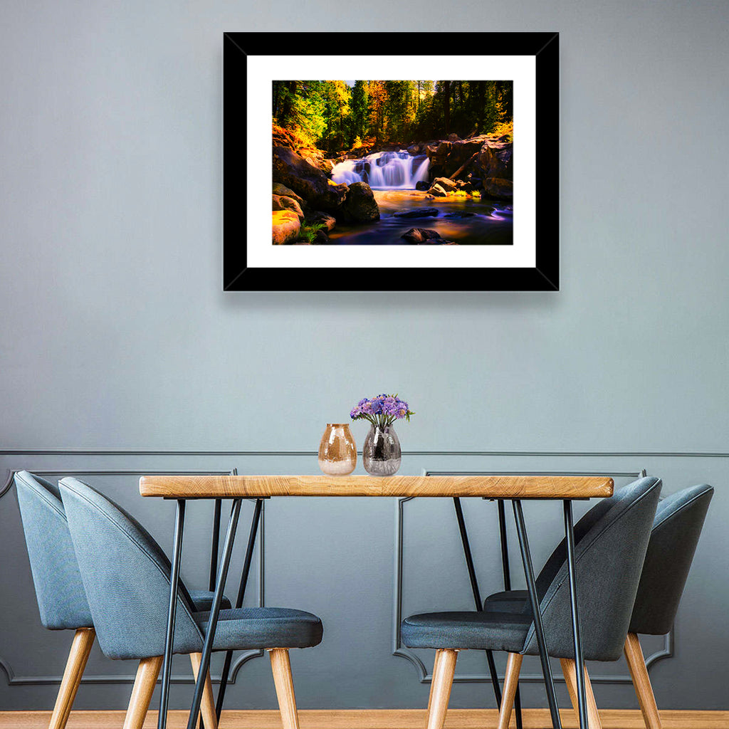 Autumn Mountain Waterfall Wall Art