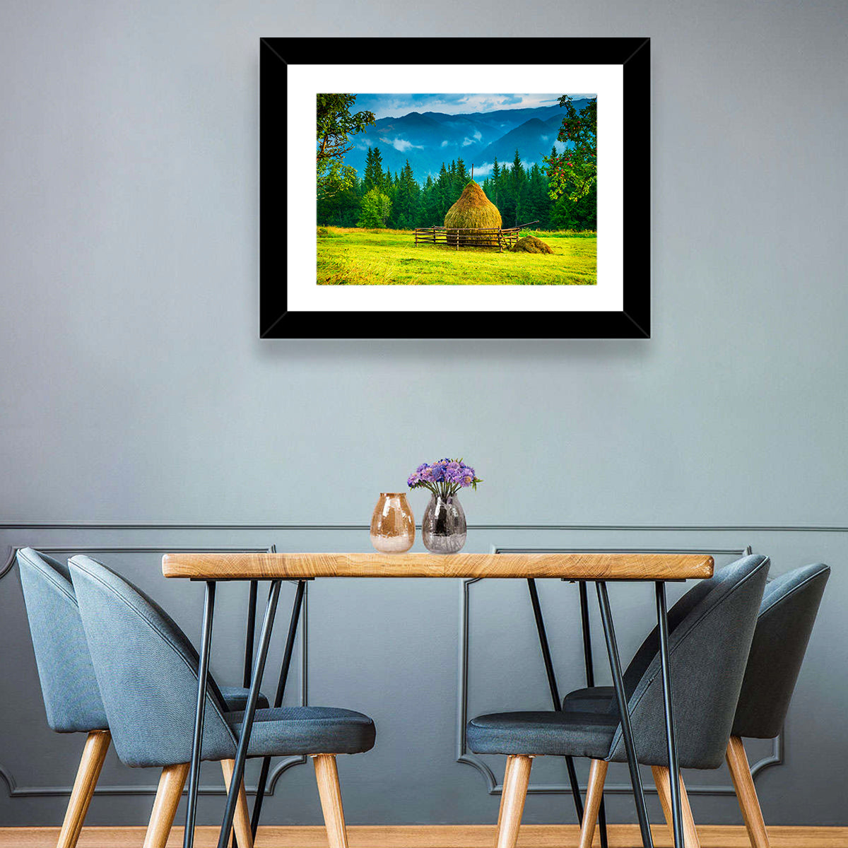 Haystack in Mountain Meadow Wall Art
