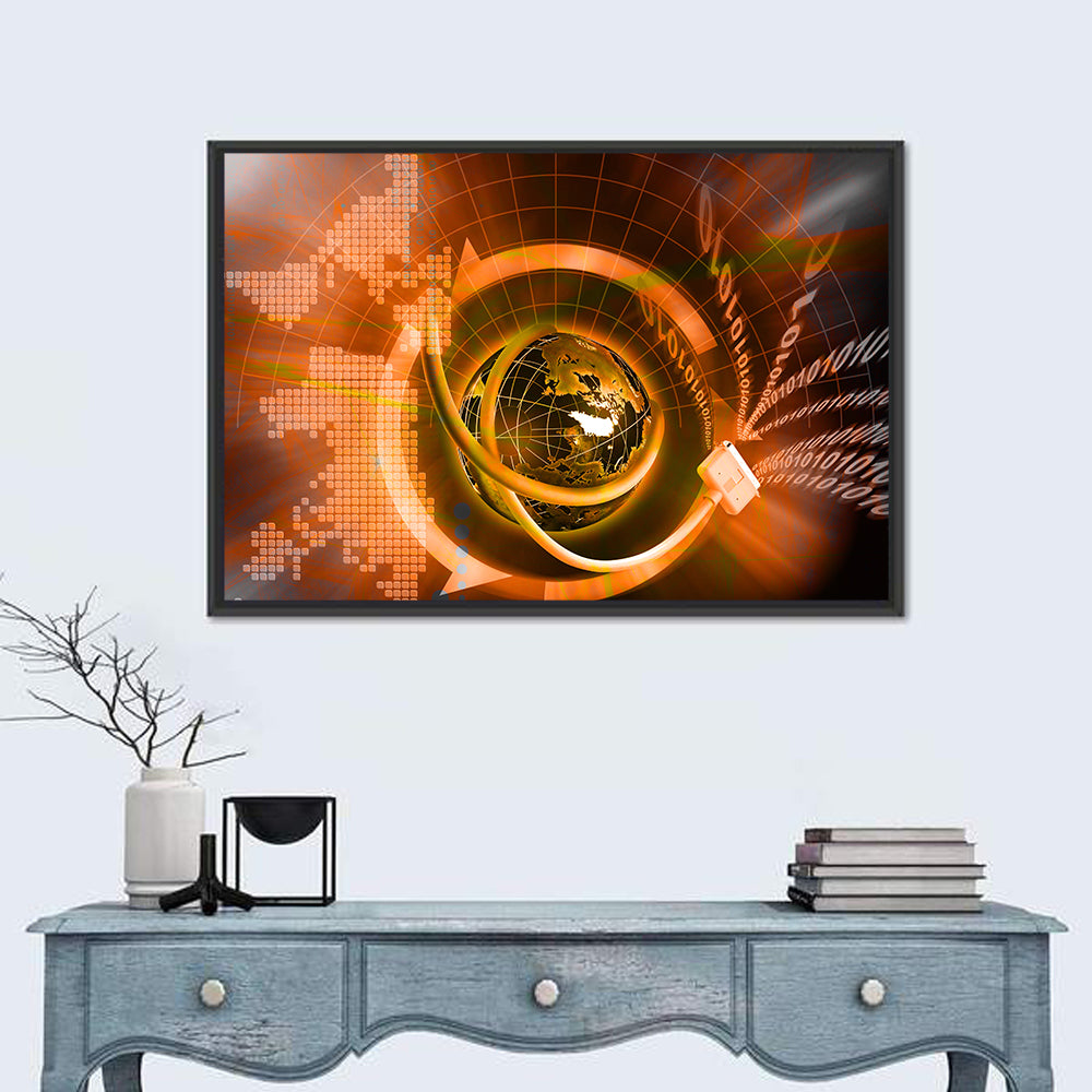 Digital Connectivity Globe Wall Art in a room, landscape