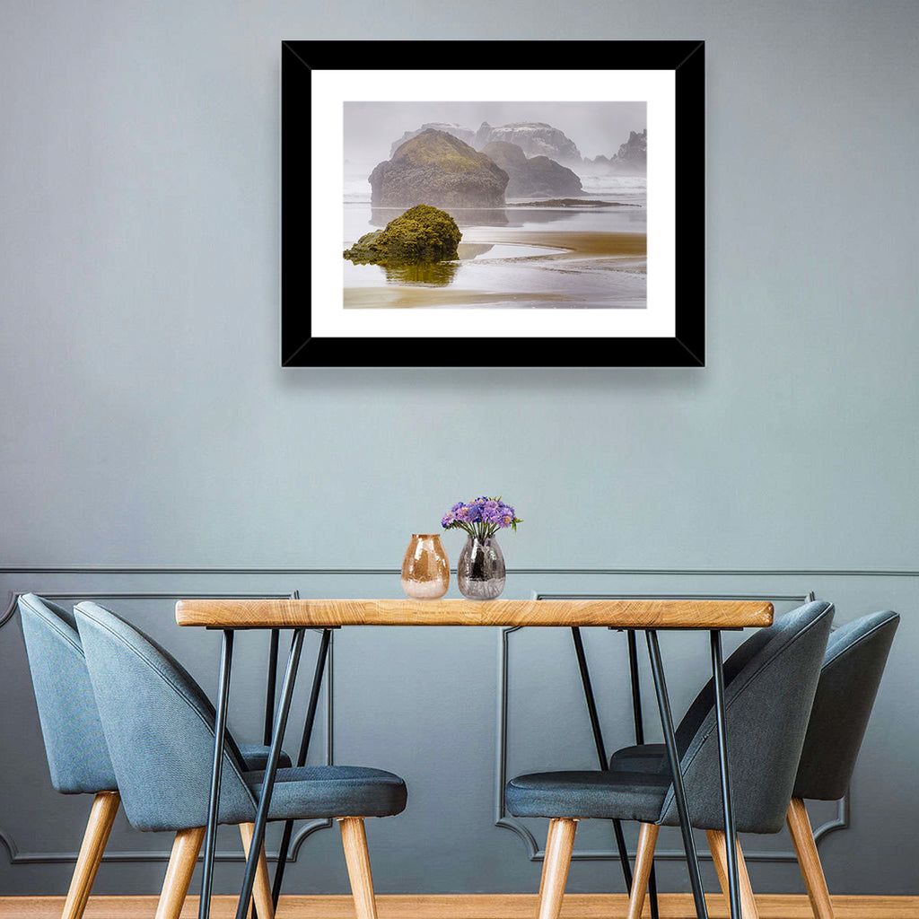Misty Oregon Sea Stacks Wall Art