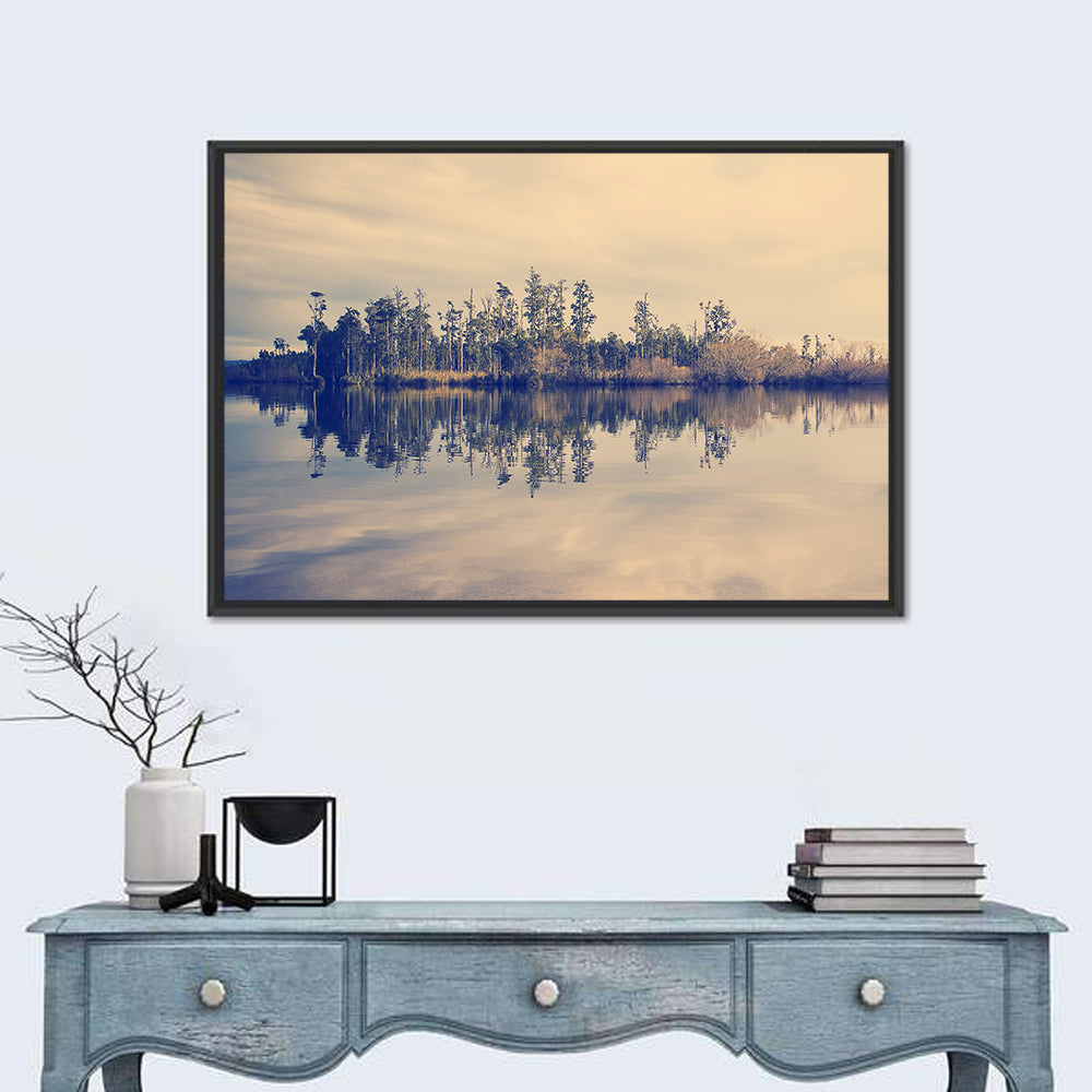 Sunset Over Forest Lake Wall Art