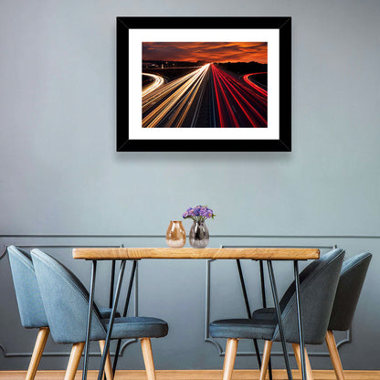 City Traffic Light Trails Wall Art