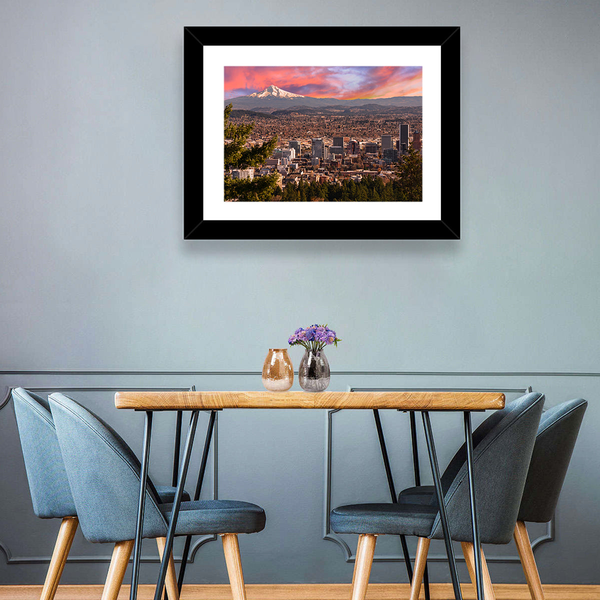 Portland Skyline at Sunset Wall Art