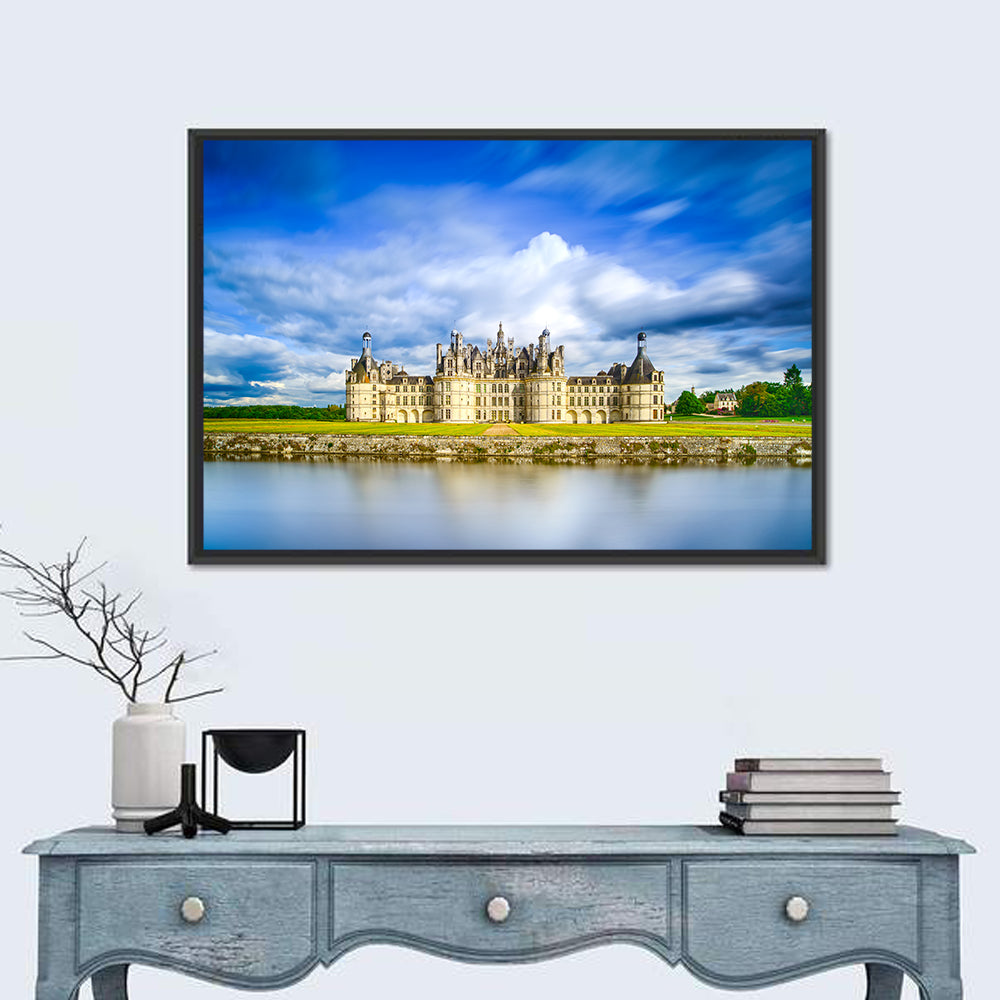 Château De Chambord Reflection Wall Art in a room, landscape
