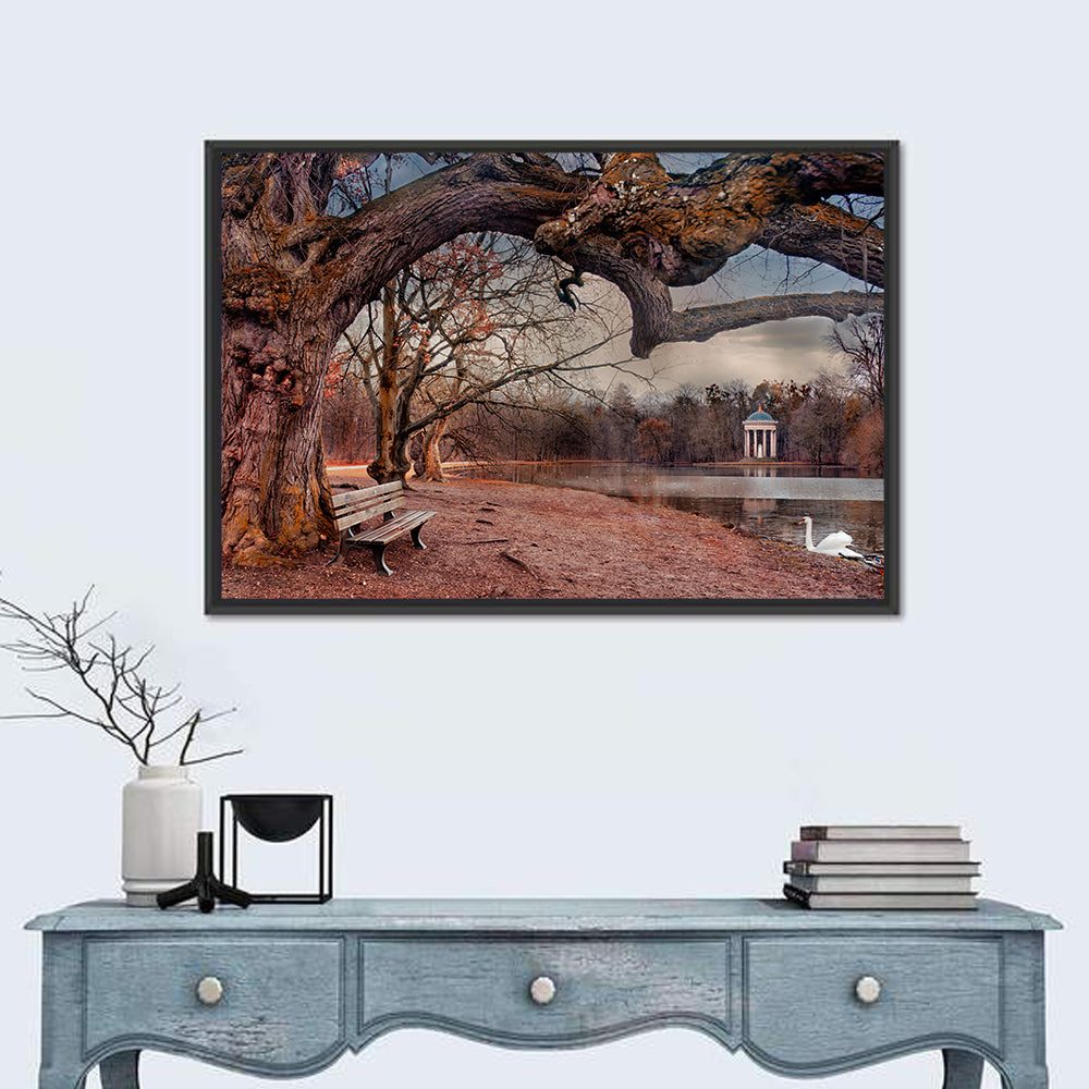 Autumn Pavilion with Swan Wall Art