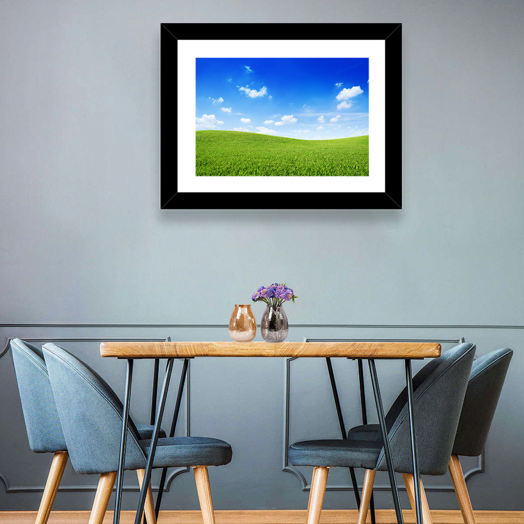 Rolling Green Meadow Under Blue Sky Wall Art