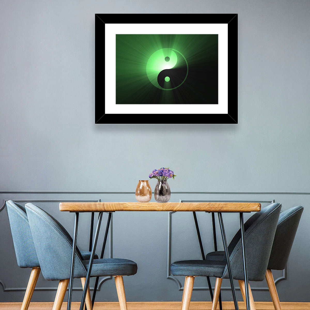 Green Glowing Yin Yang Wall Art