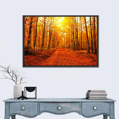 Golden Autumn Forest Path Wall Art