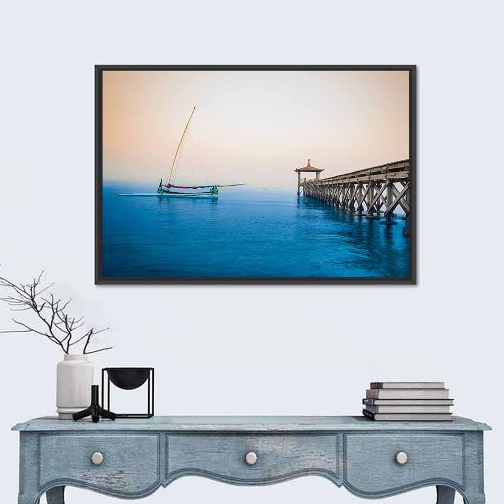 Outrigger Boat and Pier Wall Art