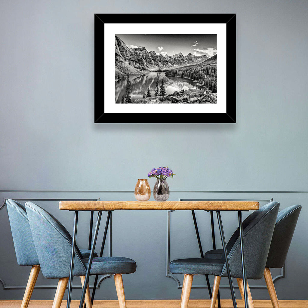 Moraine Lake Monochrome Mountain Landscape Wall Art