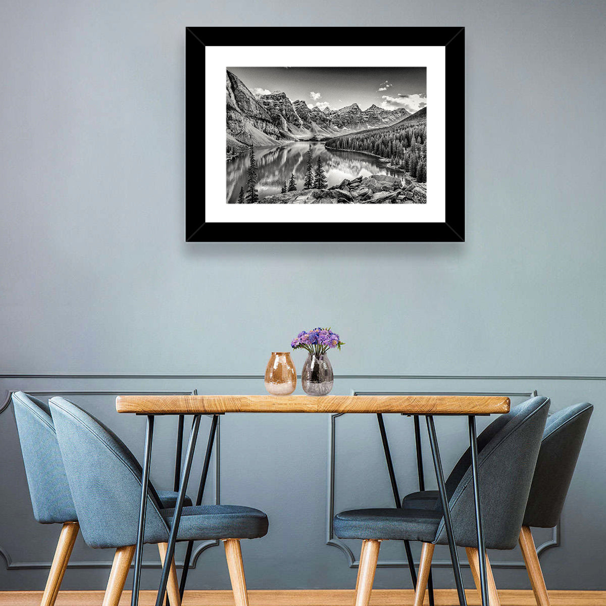 Moraine Lake Monochrome Mountain Landscape Wall Art