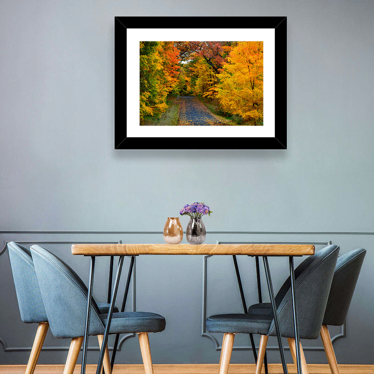 Autumn Road Through Wisconsin Park Wall Art in a room, landscape