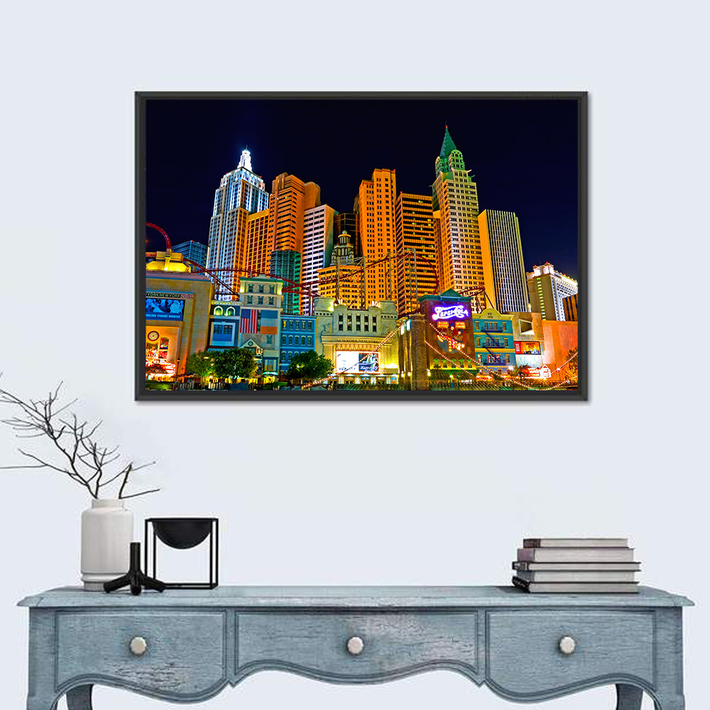 Las Vegas Big Apple Coaster at Night Wall Art