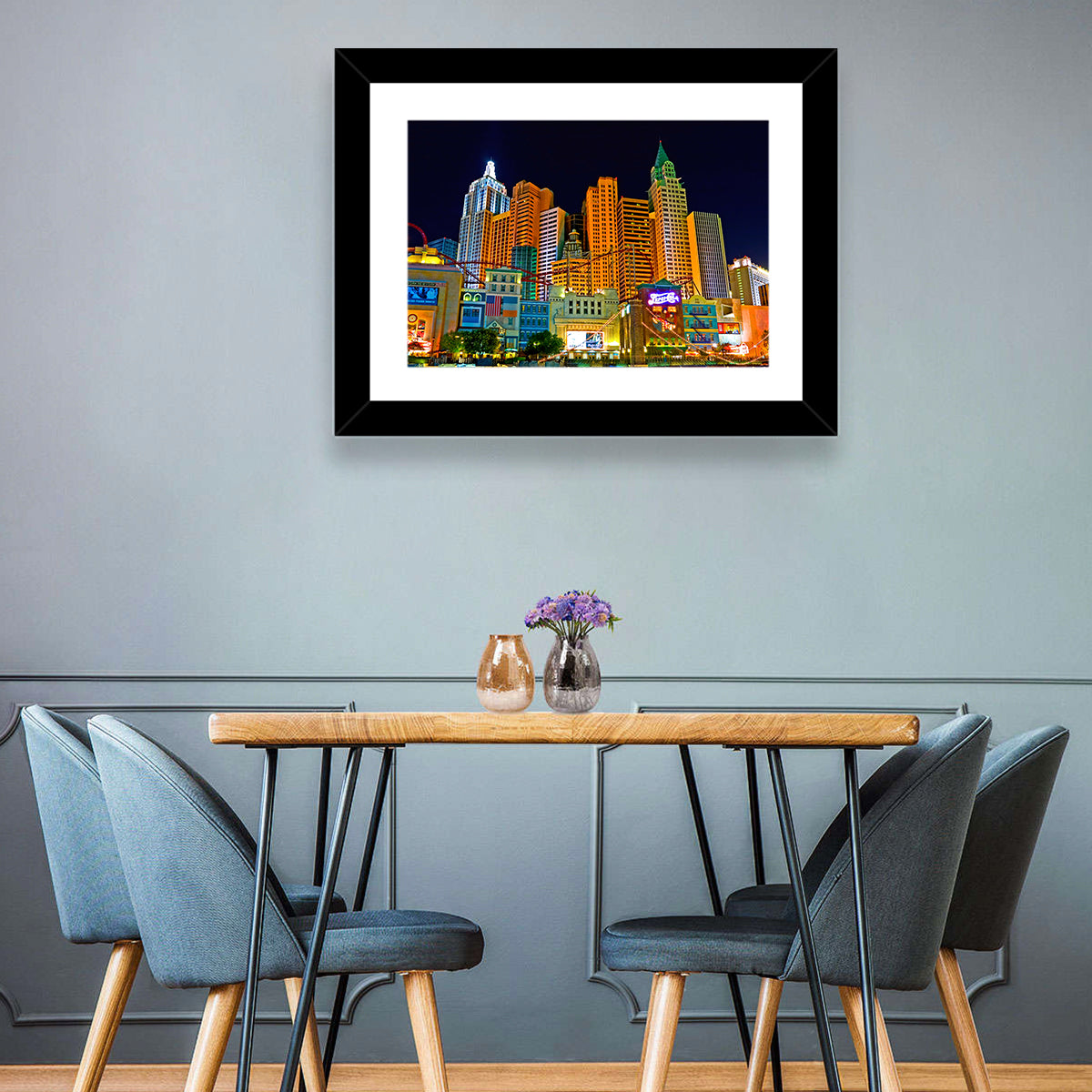 Las Vegas Big Apple Coaster at Night Wall Art