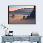 Misty Sunrise Forest Wall Art
