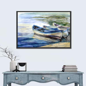 Watercolour Lake Boats Wall Art