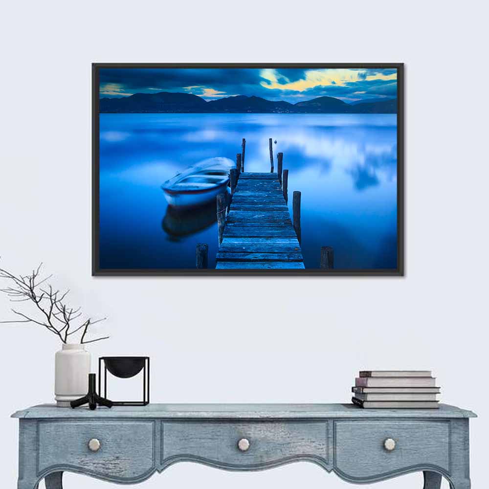 Boat and Wooden Pier Wall Art