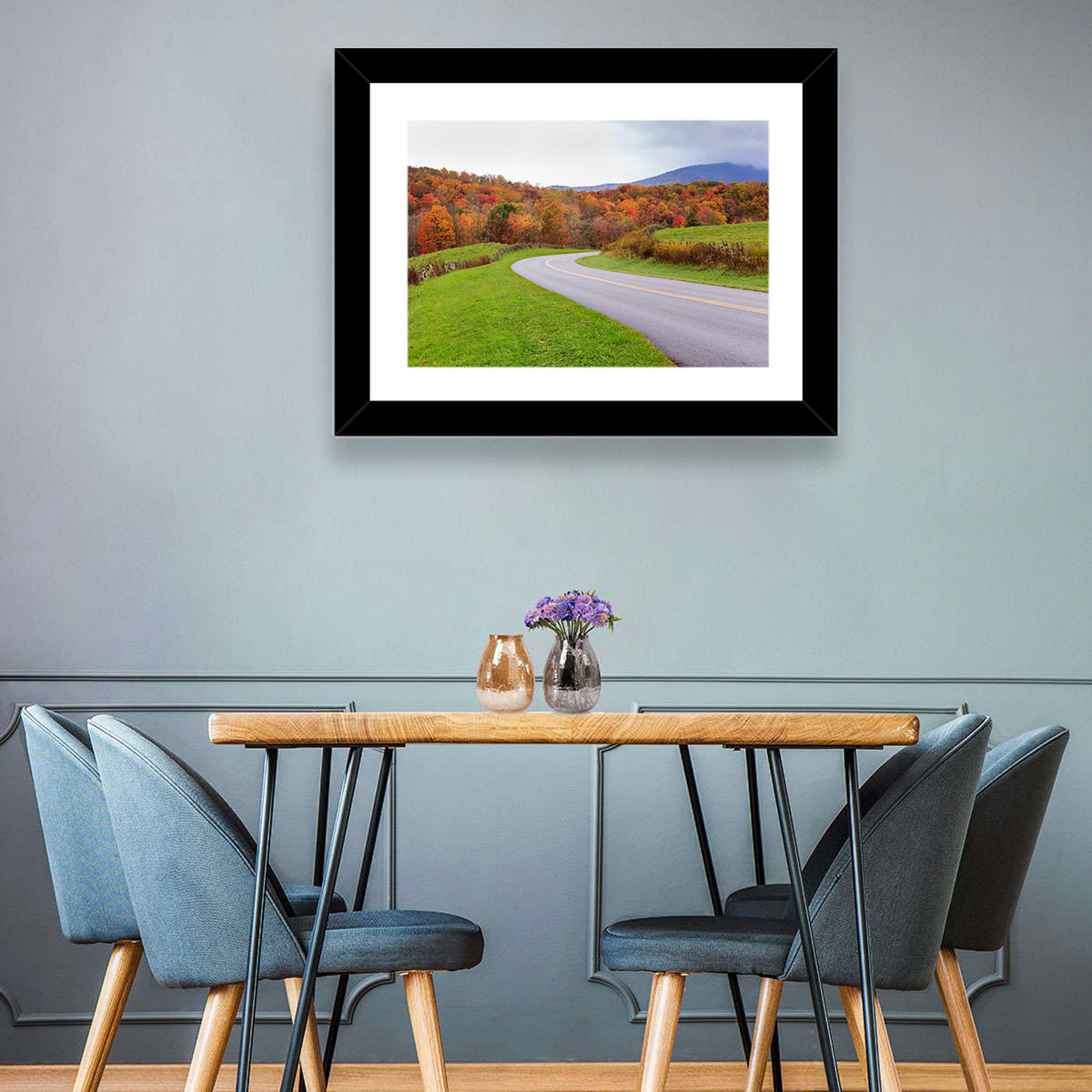 Curving Road Through Autumn Meadow Wall Art