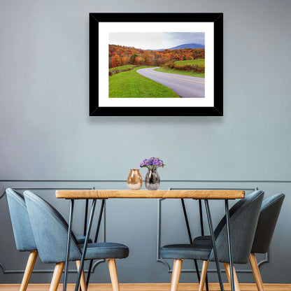 Curving Road Through Autumn Meadow Wall Art