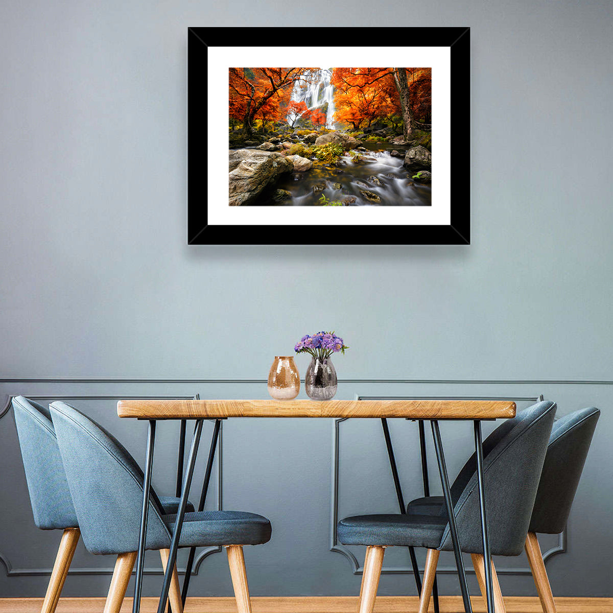 Autumn Forest Waterfall Wall Art