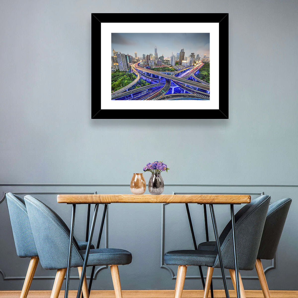 Shanghai Dusk Interchange Cityscape Wall Art