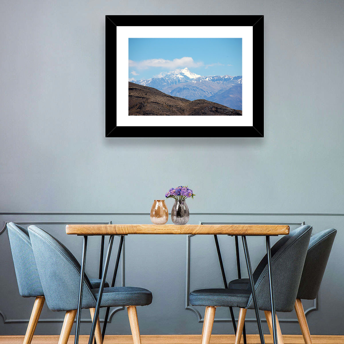 Snow-capped Mount Aconcagua Wall Art in a room, landscape