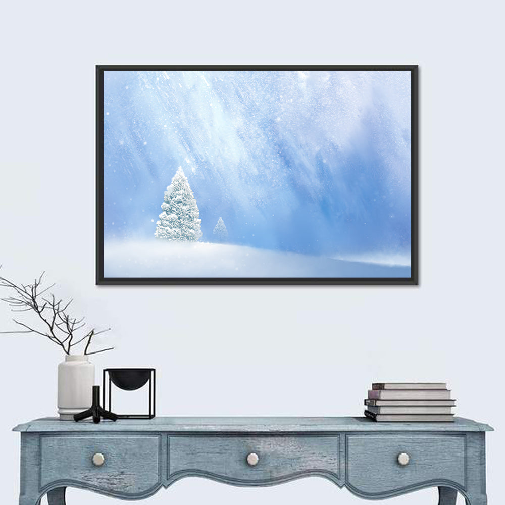 Two Snowy Evergreens Wall Art