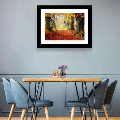 Misty Autumn Forest Path Wall Art