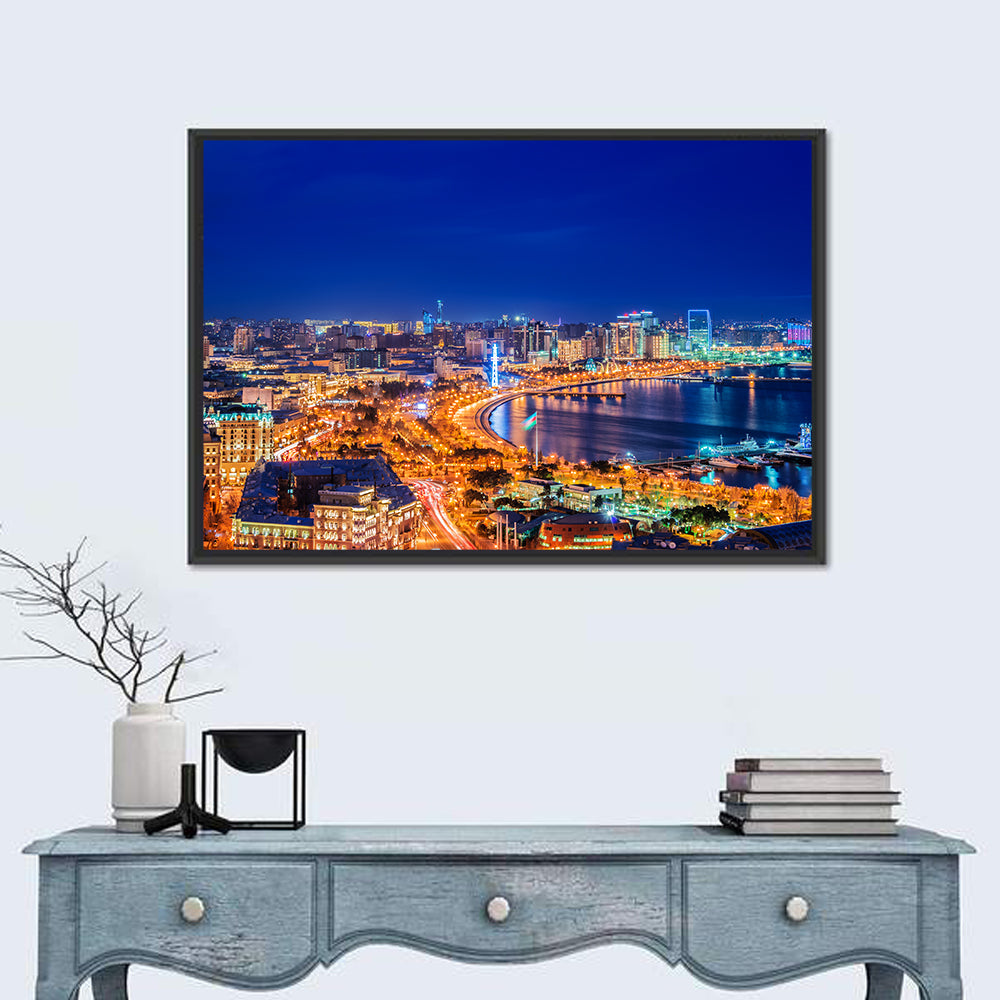 Baku Night Skyline Wall Art