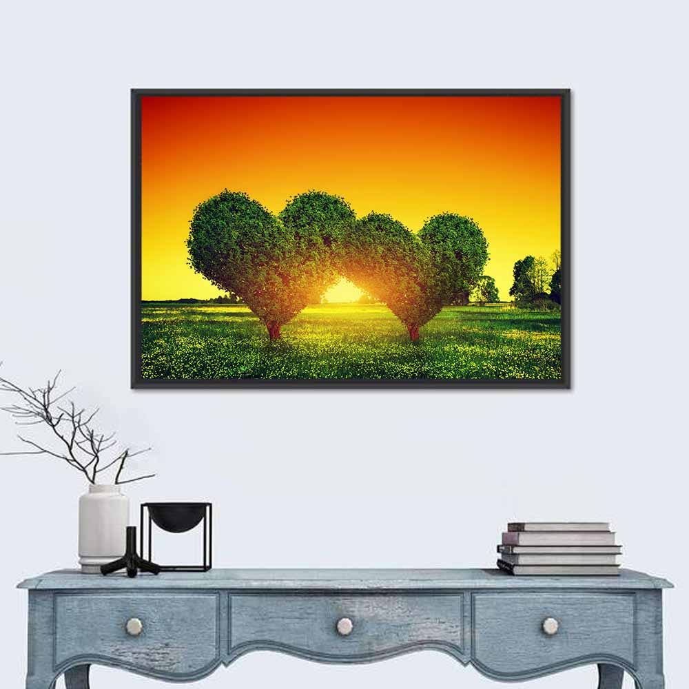Heart Trees at Golden Sunset Wall Art