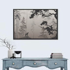 Howling Wolf in Misty Forest Wall Art