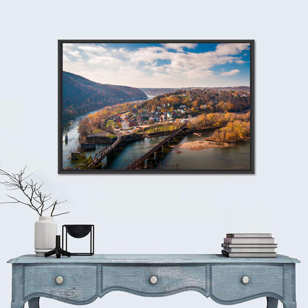 Maryland Heights Over Harpers Ferry Wall Art in a room, landscape