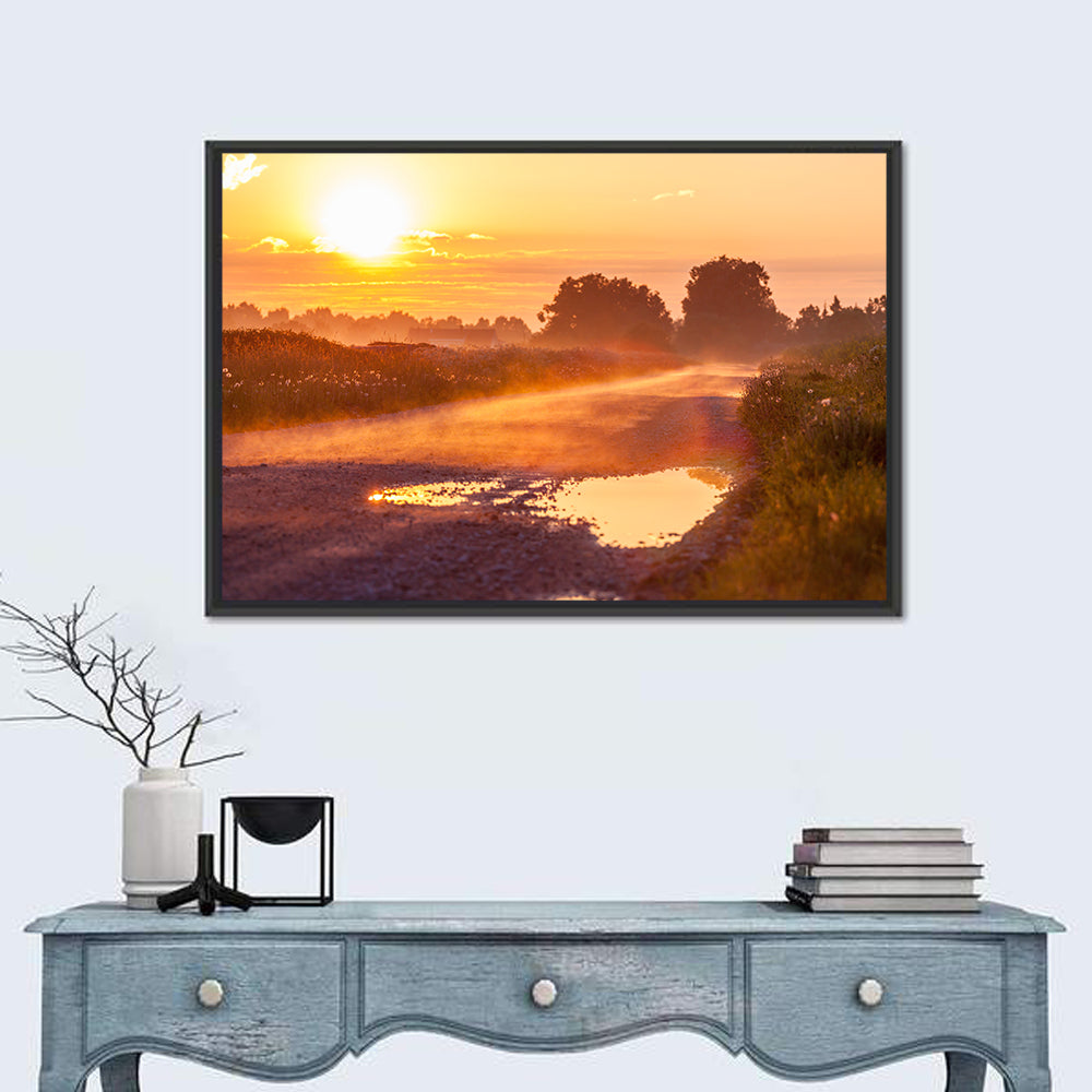 Dirt Road at Golden Hour Wall Art in a room, landscape